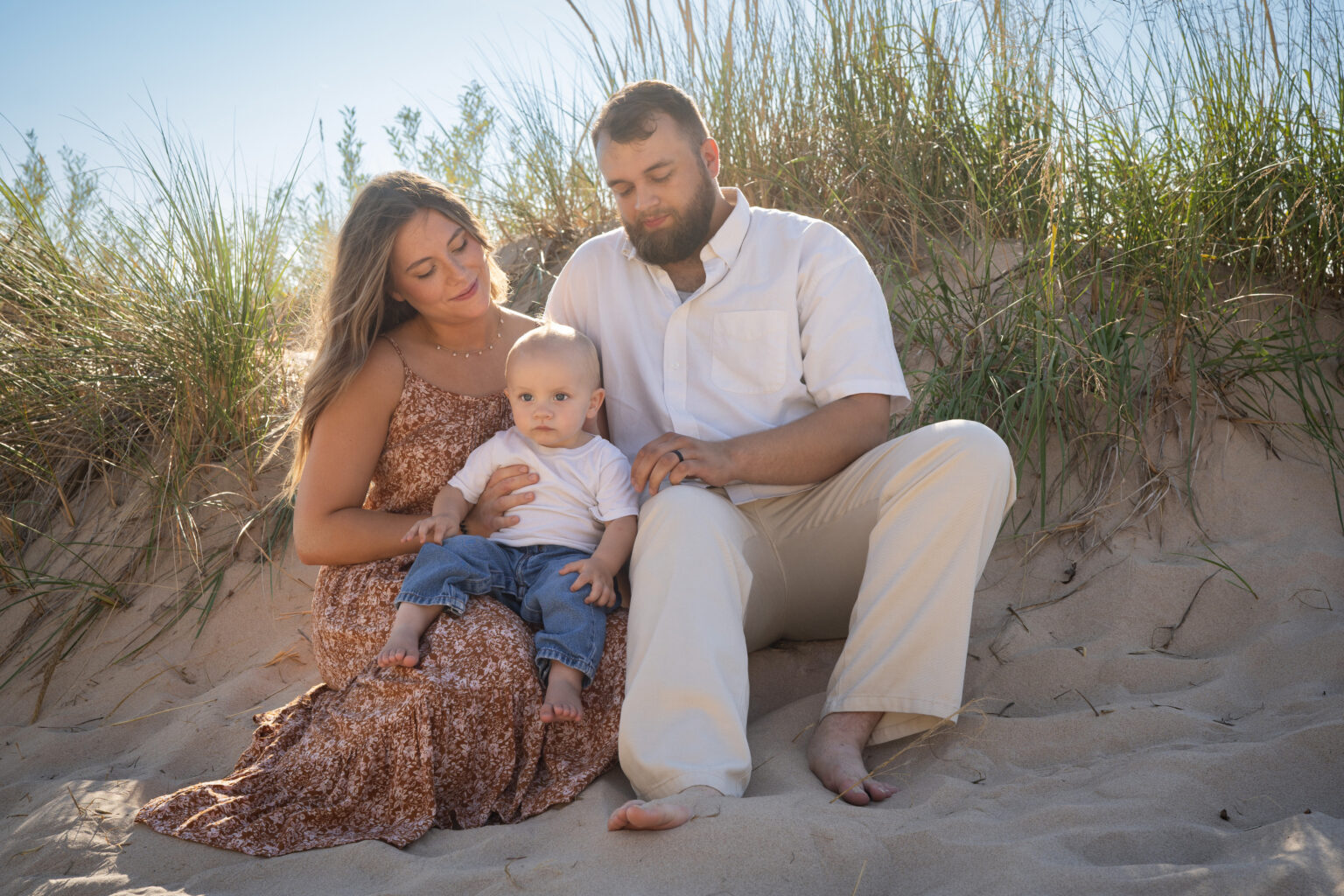 Family photo on Lake Michigan sand dune